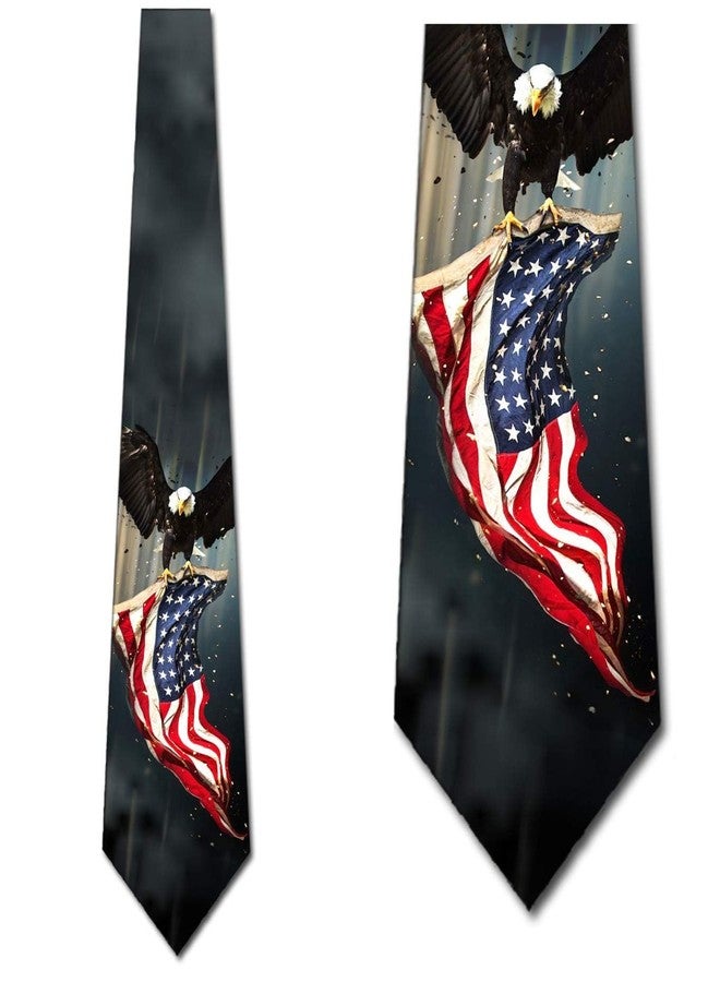 Three Rooker Patriotic Ties Mens US Flag Necktie Eagle and Flag Tie - Image 2